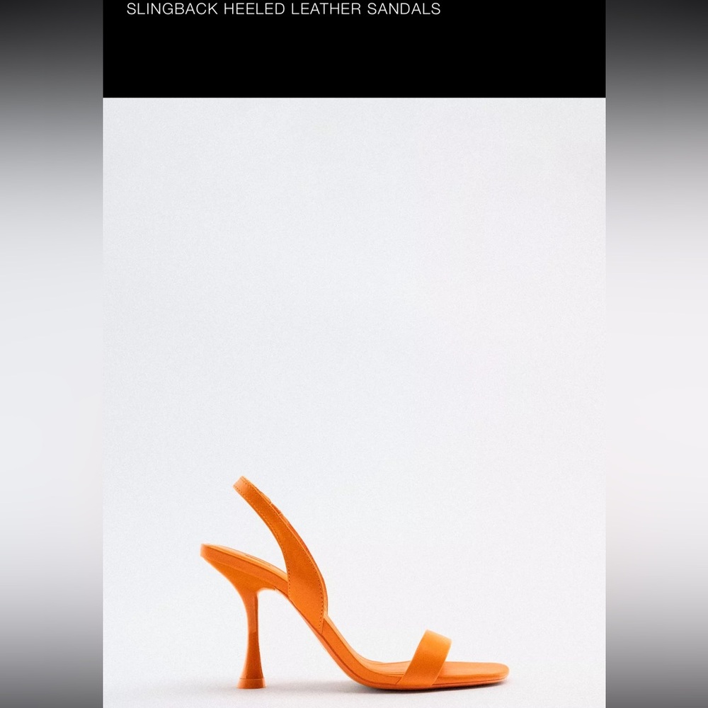 Zara Women's Bright Orange Heels - Picture 4 of 4